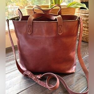 Madewell zip top leather tote